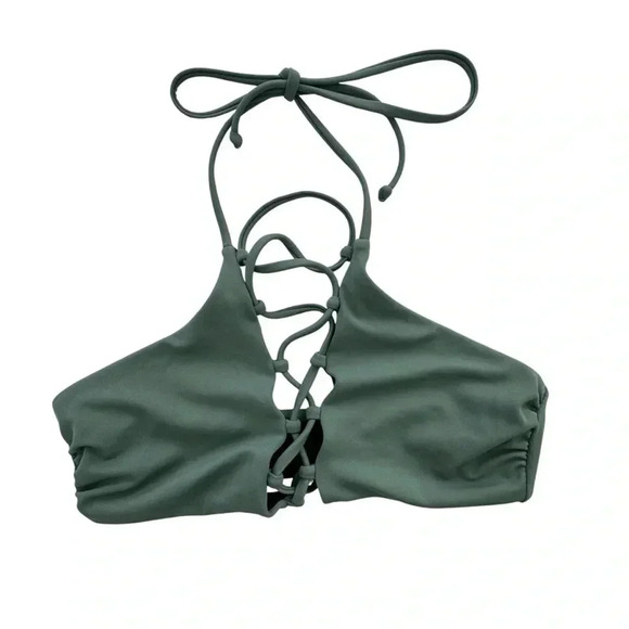 Nordstrom Leith Swim Suit Womens Top Olive Green bikini summer size XS - Picture 1 of 8